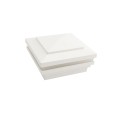 4" Sq. Cape May Halo Low Voltage LED Lighted Vinyl Post Cap for Vinyl Fence and Railing (Cool White) White