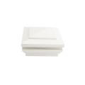 4" Sq. Cape May Halo Low Voltage LED Lighted Vinyl Post Cap for Vinyl Fence and Railing (Cool White) White