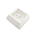 4" Sq. Cape May Halo Low Voltage LED Lighted Vinyl Post Cap for Vinyl Fence and Railing (Cool White) White