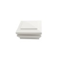 4.5" Sq. Cape May Halo Low Voltage LED Lighted Vinyl Post Cap for Vinyl Fence and Railing (Cool White) White