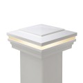 5" Sq. Cape May Halo Low Voltage LED Lighted Post Cap - White LMT-1841-LED-W-3K