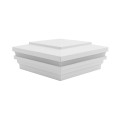 5.625" (5 5/8" x 5 5/8") Cape May Halo Low Voltage (Cool White LED) Lighted Vinyl Post Cap for 6" x 6" Wood Post - White