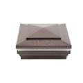 6" Sq. Cape May Halo Low Voltage LED Lighted Vinyl Post Cap for Vinyl Fence and Railing (Cool White) Antique Brown