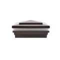 6" Sq. Cape May Halo Low Voltage LED Lighted Vinyl Post Cap for Vinyl Fence and Railing (Cool White) Antique Brown