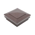 6" Sq. Cape May Halo Low Voltage LED Lighted Vinyl Post Cap for Vinyl Fence and Railing (Cool White) Antique Brown
