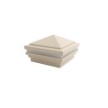 4" Sq. Haven Halo Low Voltage LED Lighted Vinyl Post Cap for Vinyl Fence and Railing (Warm White) Almond