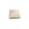 4" Sq. Haven Halo Low Voltage LED Lighted Vinyl Post Cap for Vinyl Fence and Railing (Warm White) Almond