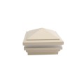 4" Sq. Haven Halo Low Voltage LED Lighted Vinyl Post Cap for Vinyl Fence and Railing (Warm White) Almond