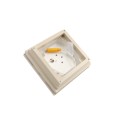 4" Sq. Haven Halo Low Voltage LED Lighted Vinyl Post Cap for Vinyl Fence and Railing (Warm White) Almond