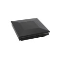 4" Sq. Haven Halo Low Voltage LED Lighted Vinyl Post Cap for Vinyl Fence and Railing (Cool White) Hammertone Black 