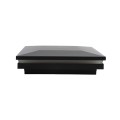 4" Sq. Haven Halo Low Voltage LED Lighted Vinyl Post Cap for Vinyl Fence and Railing (Cool White) Hammertone Black 