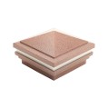 4.5" Sq. Haven Halo Low Voltage LED Lighted Vinyl Post Cap for Vinyl Fence and Railing (Cool White) Antique Copper (simple6)