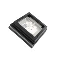5" Sq. Haven Halo Low Voltage LED Lighted Vinyl Post Cap for Vinyl Fence and Railing (Cool White) Hammertone Black