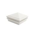 5" Sq. Haven Halo Low Voltage LED Lighted Vinyl Post Cap for Vinyl Fence and Railing (Cool White) White