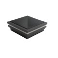 6" Sq. Haven Halo Low Voltage LED Lighted Vinyl Post Cap for Vinyl Fence and Railing (Cool White) Hammertone Black