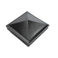 6" Sq. Haven Halo Low Voltage LED Lighted Vinyl Post Cap for Vinyl Fence and Railing (Cool White) Hammertone Black