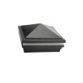 6" Sq. Haven Halo Low Voltage LED Lighted Vinyl Post Cap for Vinyl Fence and Railing (Cool White) Hammertone Black