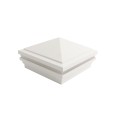 6" Sq. Haven Halo Low Voltage LED Lighted Vinyl Post Cap for Vinyl Fence and Railing (Warm White) White