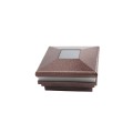 4 1/2" Sq. Neptune Halo Solar LED Lighted Vinyl Post Cap for Vinyl Fence and Railing (Antique Copper)