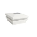 4 1/2" Sq. Neptune Halo Solar LED Lighted Vinyl Post Cap for Vinyl Fence and Railing (White)