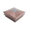 5" Sq. Neptune Halo Solar LED Lighted Vinyl Post Cap for Vinyl Fence and Railing (Antique Copper)