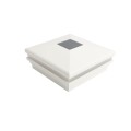 5" Sq. Neptune Halo Solar LED Lighted Vinyl Post Cap for Vinyl Fence and Railing (White)