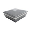 5.625" Sq. Neptune Halo Solar LED Lighted Vinyl Post Cap for Vinyl Fence and Railing (Antique Gray)