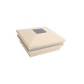 5.625" Sq. Neptune Halo Solar LED Lighted Vinyl Post Cap for Vinyl Fence and Railing (Beige)