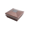 6" Sq. Neptune Halo Solar LED Lighted Vinyl Post Cap for Vinyl Fence and Railing (Antique Copper)