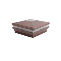 6" Sq. Neptune Halo Solar LED Lighted Vinyl Post Cap for Vinyl Fence and Railing (Antique Copper)