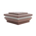 3.625" (3 5/8" x 3 5/8") Cape May Halo Solar LED Lighted Vinyl Post Cap for 4" x 4" Wood Post - Antique Copper