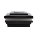 4" Sq. Cape May Halo Solar LED Lighted Vinyl Post Cap for Vinyl Fence and Railing (Hammertone Black)