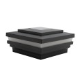 4" Sq. Cape May Halo Solar LED Lighted Vinyl Post Cap for Vinyl Fence and Railing (Hammertone Black)