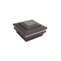 4 1/2" Sq. Cape May Halo Solar LED Lighted Vinyl Post Cap for Vinyl Fence and Railing (Antique Brown)