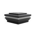 4 1/2" Sq. Cape May Halo Solar LED Lighted Vinyl Post Cap for Vinyl Fence and Railing (Hammertone Black)