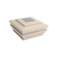 4 1/2" Sq. Cape May Halo Solar LED Lighted Vinyl Post Cap for Vinyl Fence and Railing (Khaki)