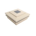 5" Sq. Cape May Halo Solar LED Lighted Vinyl Post Cap for Vinyl Fence and Railing (Almond)