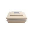 5" Sq. Cape May Halo Solar LED Lighted Vinyl Post Cap for Vinyl Fence and Railing (Almond)