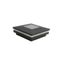 4" Sq. Ornamental Solar LED Lighted Vinyl Post Cap for Vinyl Fence and Railing (Textured Black Matte)