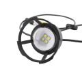 Black Outdoor Landscape Pathway Light with Round Reflector Shade - Low Voltage Cool White