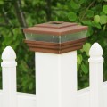 LMT 4" Sq. Cape May Halo Solar LED Lighted Vinyl Post Cap (Antique Copper) - LMT-1857AC (Installation Shown As Example)