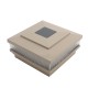5" Sq. Cape May Scallop Lens Solar LED Lighted Vinyl Post Cap for Vinyl Fence and Railing (Khaki)