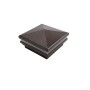  4" Sq. Neptune Halo Low Voltage LED Lighted Vinyl Post Cap for Vinyl Fence and Railing (Cool White) Antique Brown