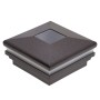 3.625" Sq. Neptune Halo Solar LED Lighted Vinyl Post Cap for Vinyl Fence and Railing (Antique Brown)
