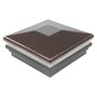 5" Sq. Neptune Halo Solar LED Lighted Vinyl Post Cap for Vinyl Fence and Railing (Antique Brown)