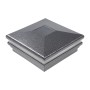6" Sq. Neptune Halo Solar LED Lighted Vinyl Post Cap for Vinyl Fence and Railing (Antique Gray)