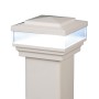  4" Sq. Cape May Scallop Lens Low Voltage LED Lighted Vinyl Post Cap for Vinyl Fence and Railing (Cool White) Antique Gold 