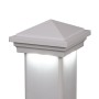 4" Sq. Haven Downward Low Voltage LED Lighted Post Cap for Vinyl Fence and Railing (Cool White) Antique Gold 