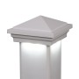 5" Sq. Haven Downward Low Voltage LED Lighted Vinyl Post Cap for Vinyl Fence and Railing (Warm White)  Beige 