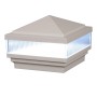 4" x 4" Haven Scallop Lens Low Voltage (Warm White LED) Lighted Vinyl Post Cap - Khaki 